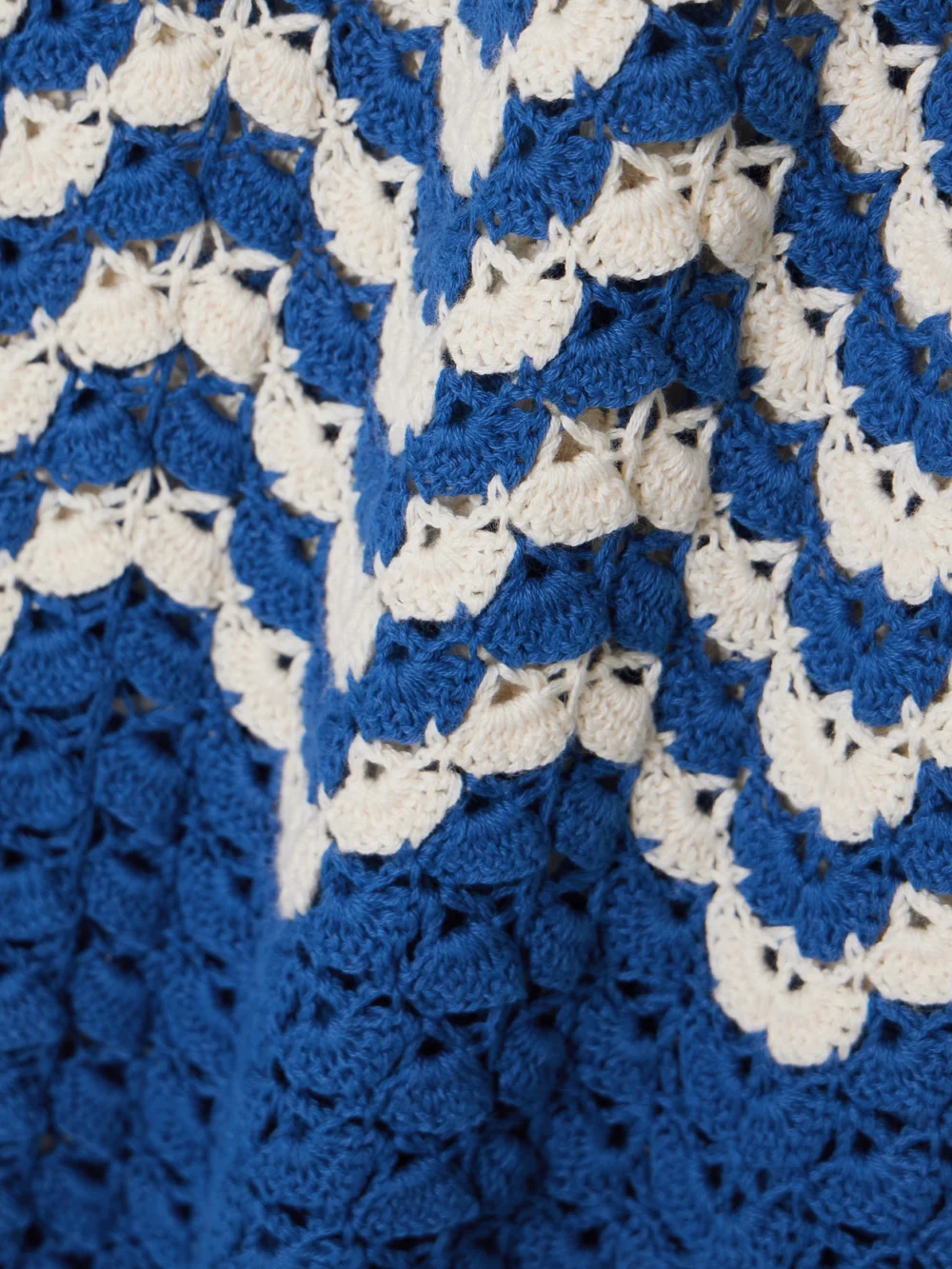 Close-up detail of the Escvdo Victoria Striped Crocheted Cotton Mini Dress