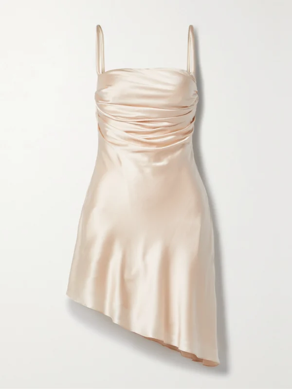 Et Ochs Asymmetric Draped Silk-charmeuse Mini Dress