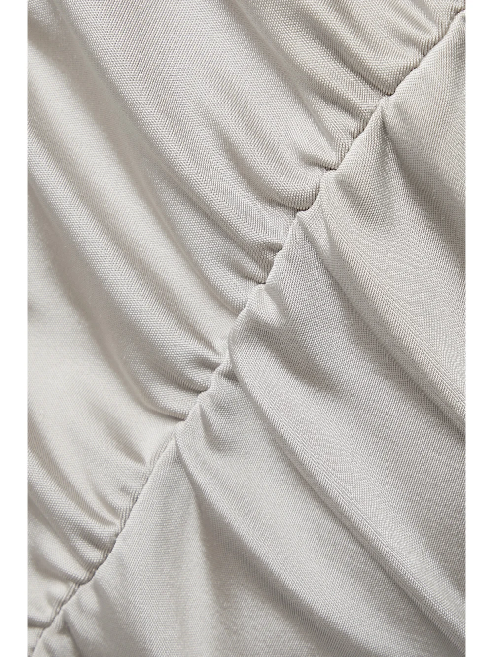 Close-up detail of the Et Ochs Autumn Asymmetric Gathered Satin-jersey Mini Dress