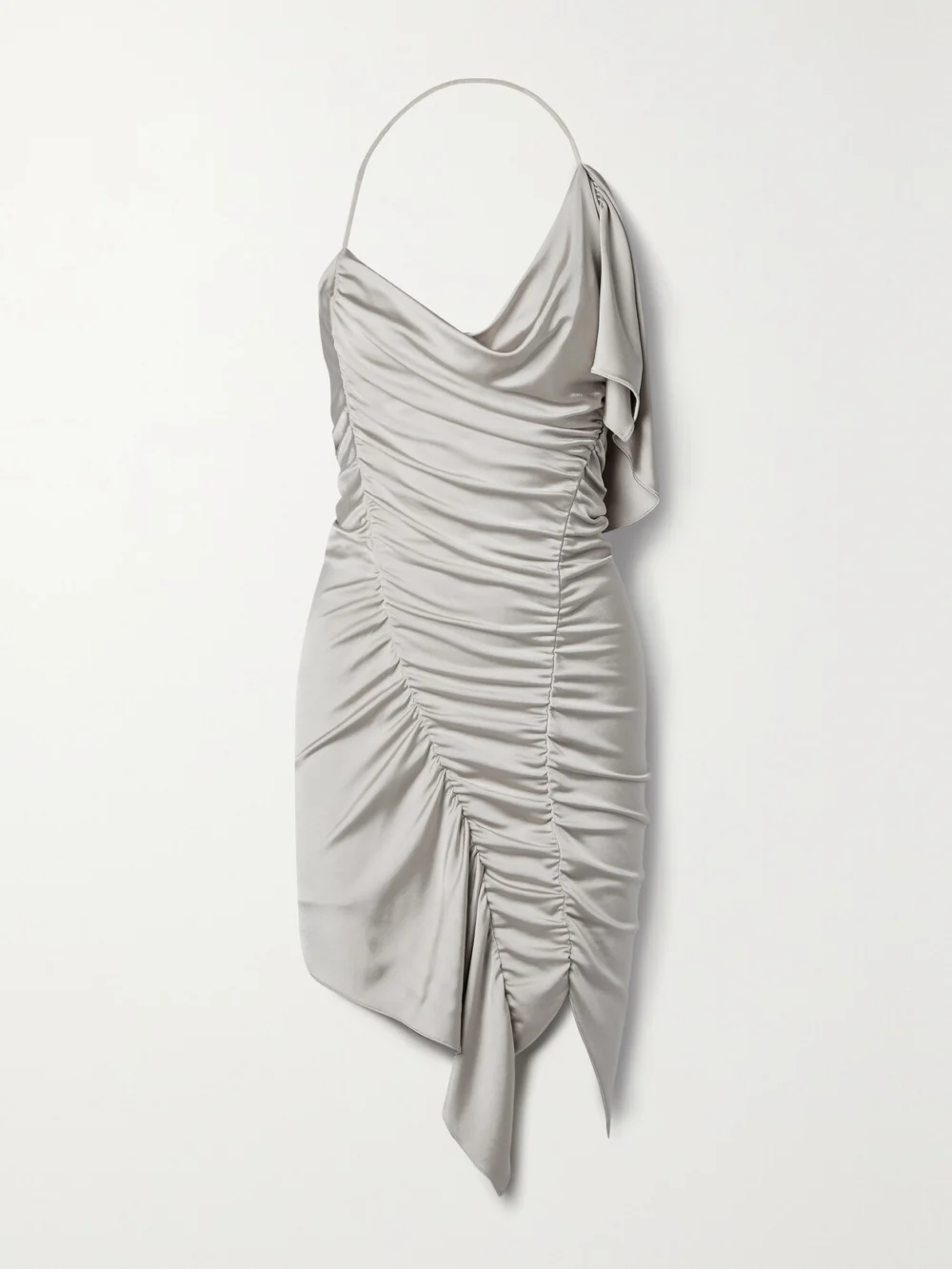 Et Ochs Autumn Asymmetric Gathered Satin-jersey Mini Dress in off-white