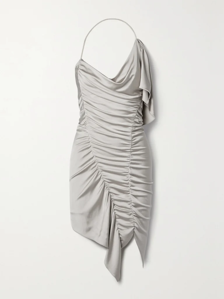 Et Ochs Autumn Asymmetric Gathered Satin-jersey Mini Dress