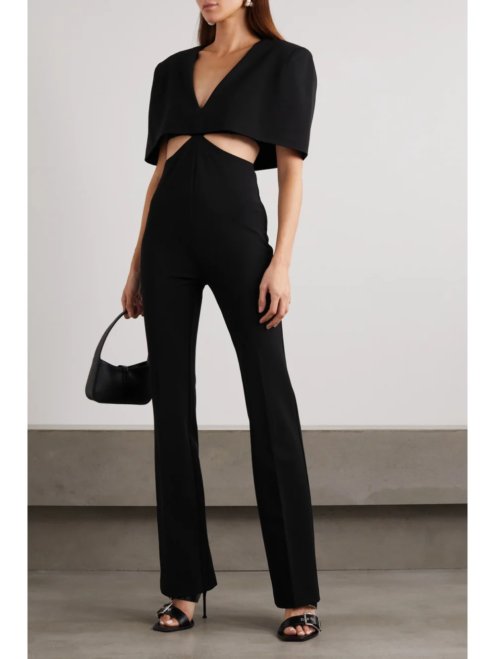 Et Ochs Conner Cape-effect Cutout Stretch-cady Jumpsuit, worn by a model