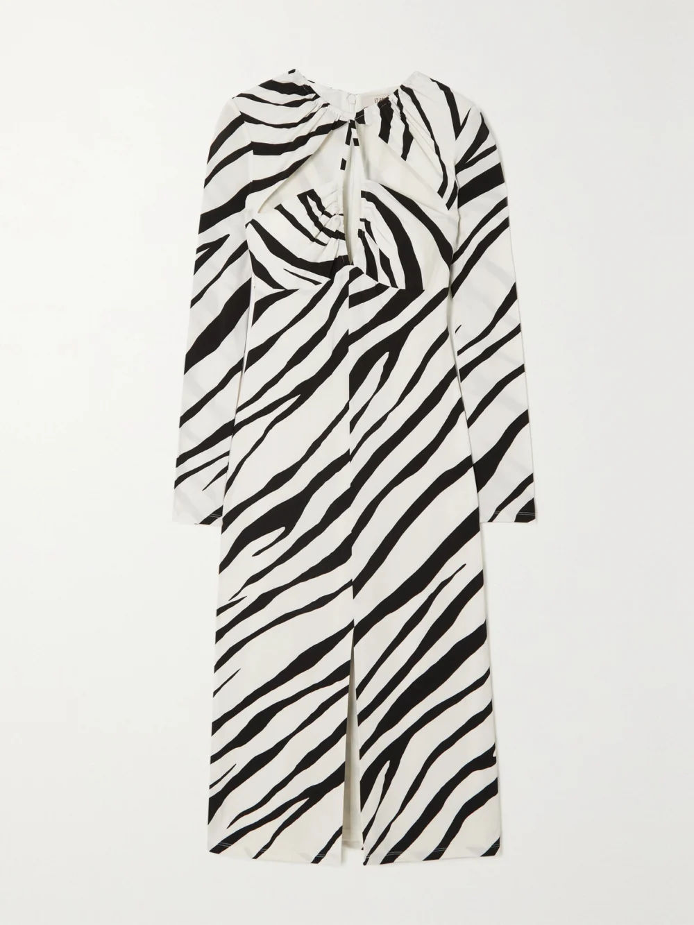 Et Ochs Eleanor Cutout Ruched Zebra-print Stretch-jersey Midi Dress in white