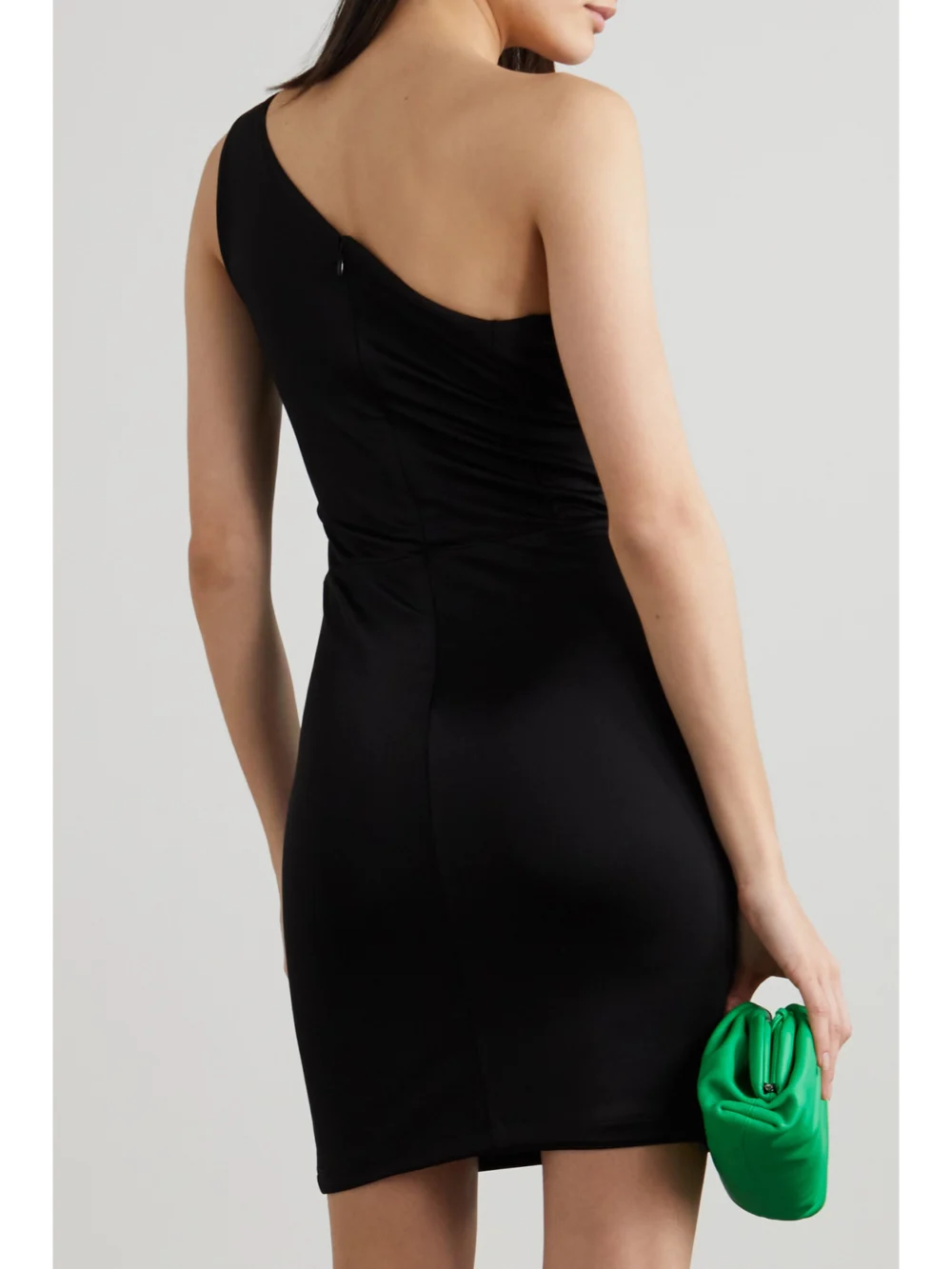 Back view of the Et Ochs Mila One-shoulder Cutout Stretch-satin Jersey Mini Dress