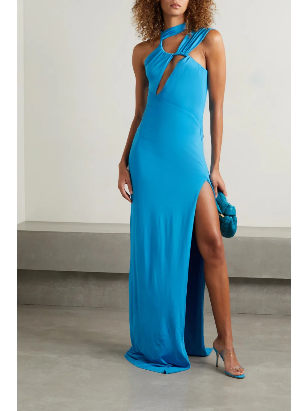 Et Ochs One-shoulder Cutout Ruched Stretch-jersey Gown, worn by a model