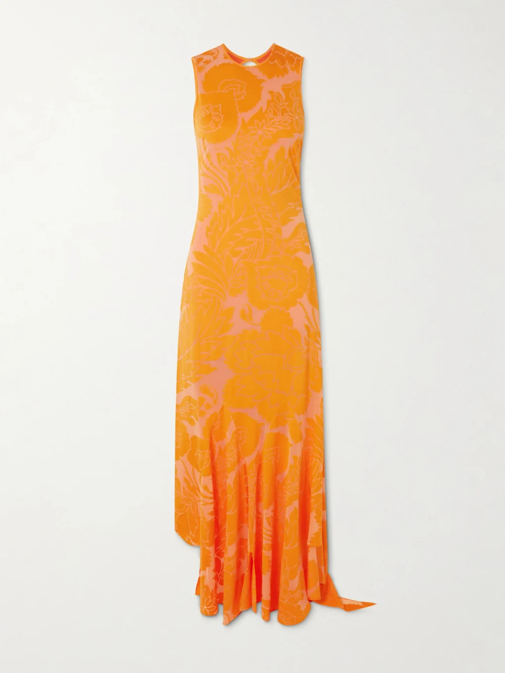 Etro Asymmetric Open-back Devoré-jersey Maxi Dress in orange