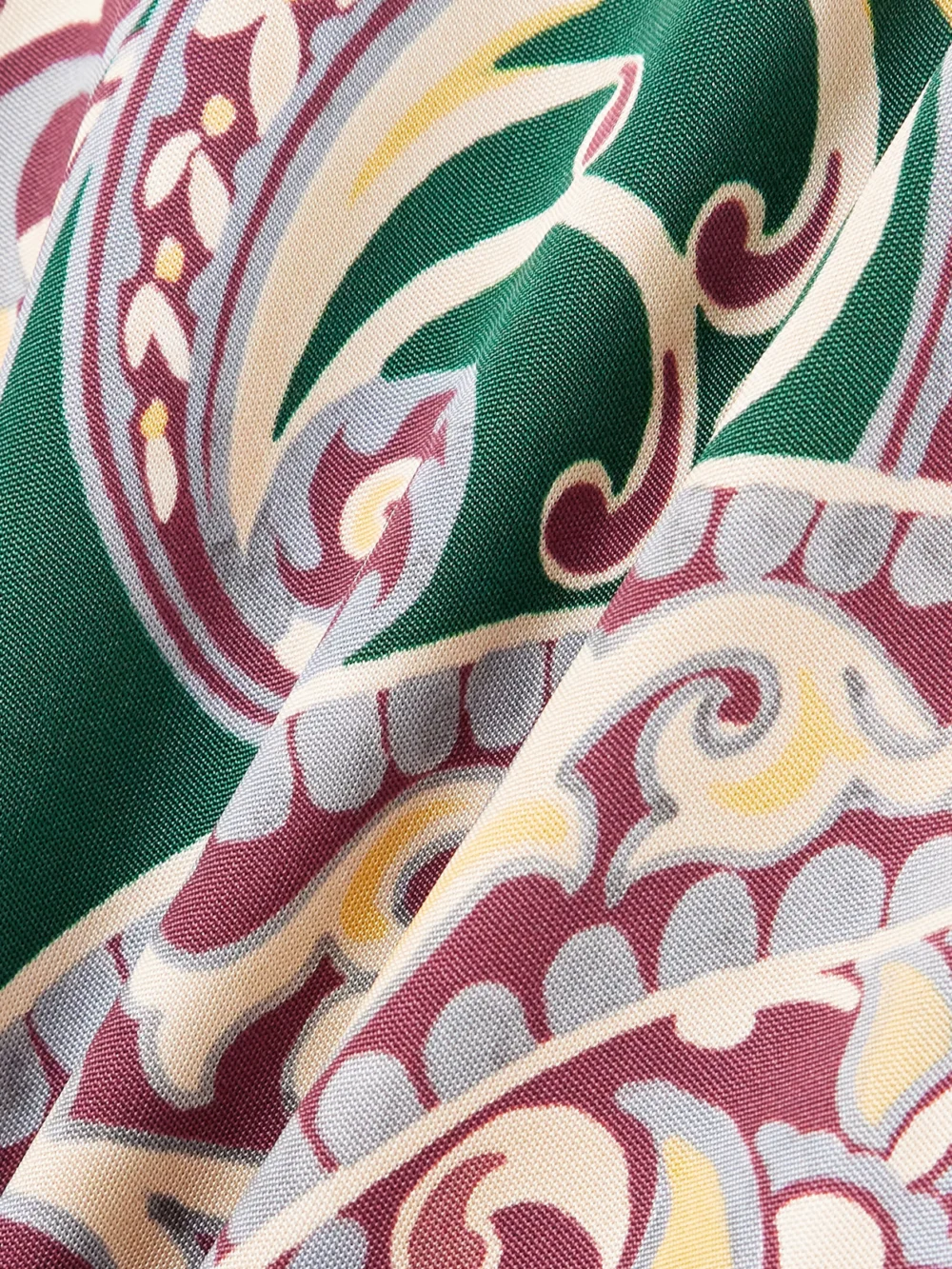 Close-up detail of the Etro Asymmetric Open-back Paisley-print Stretch-jersey Dress