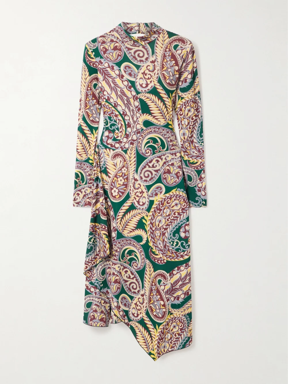 Etro Asymmetric Open-back Paisley-print Stretch-jersey Dress in multi