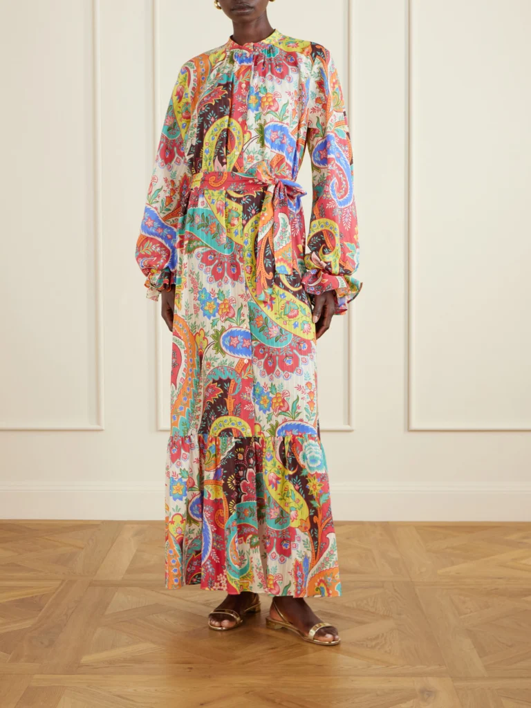 Etro Belted Paisley-print Cotton-voile Maxi Shirt Dress
