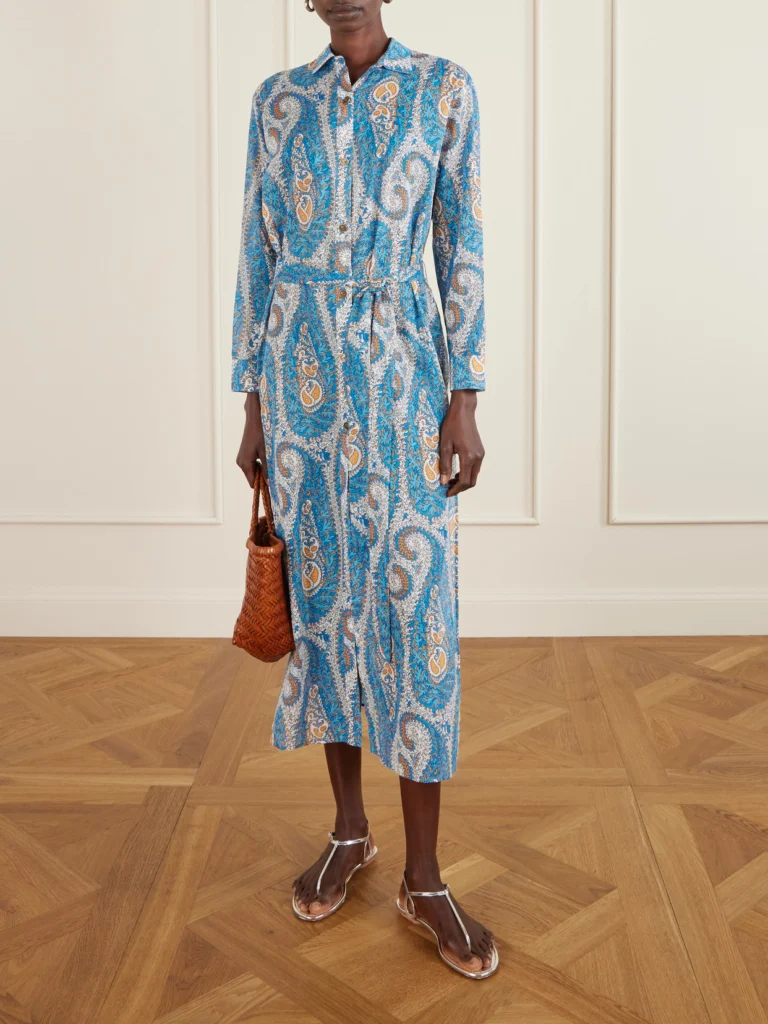 Etro Belted Paisley-print Cotton-voile Midi Shirt Dress