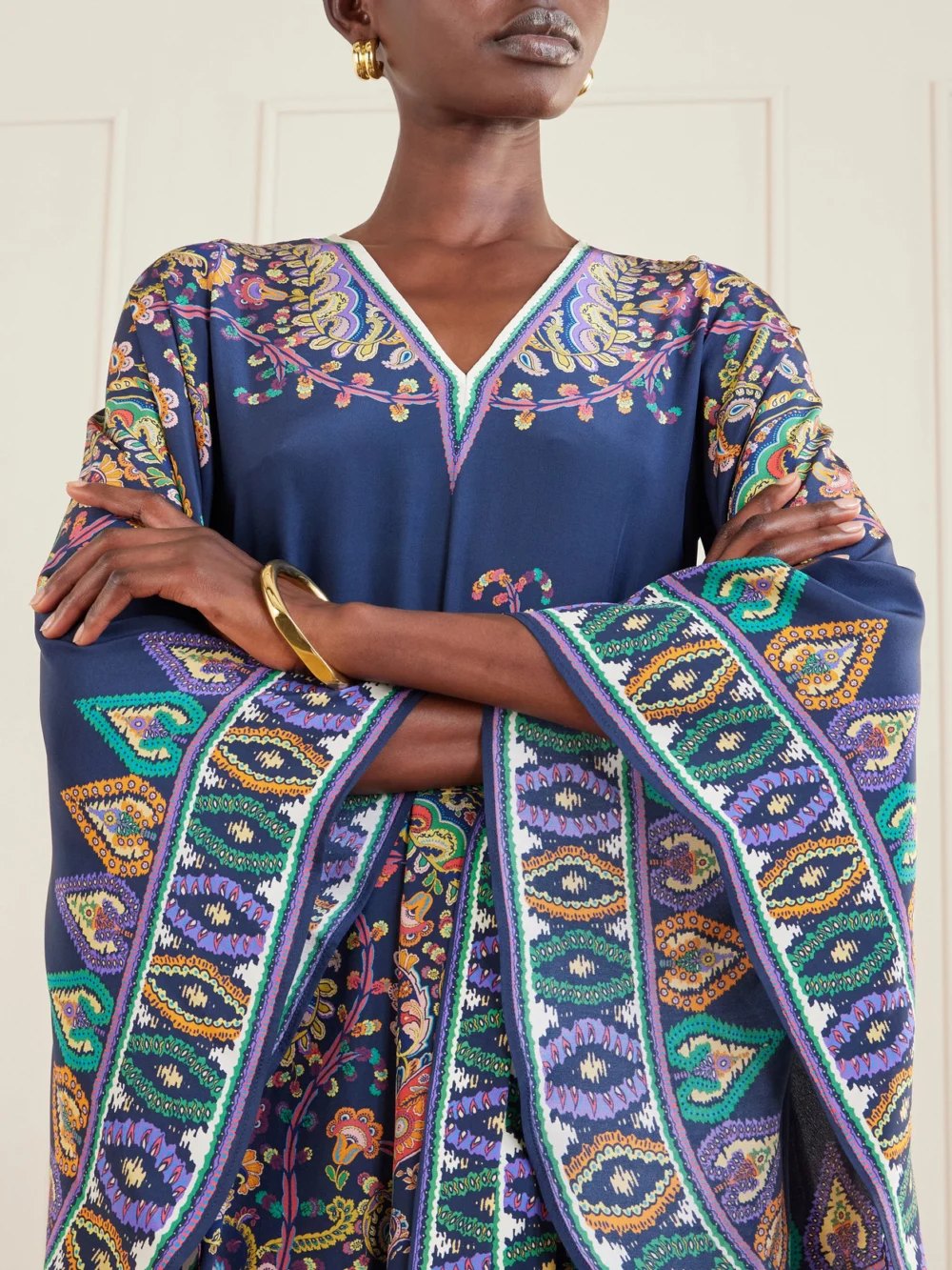 Close-up detail of the Etro Belted Paisley-print Silk-twill Mini Dress