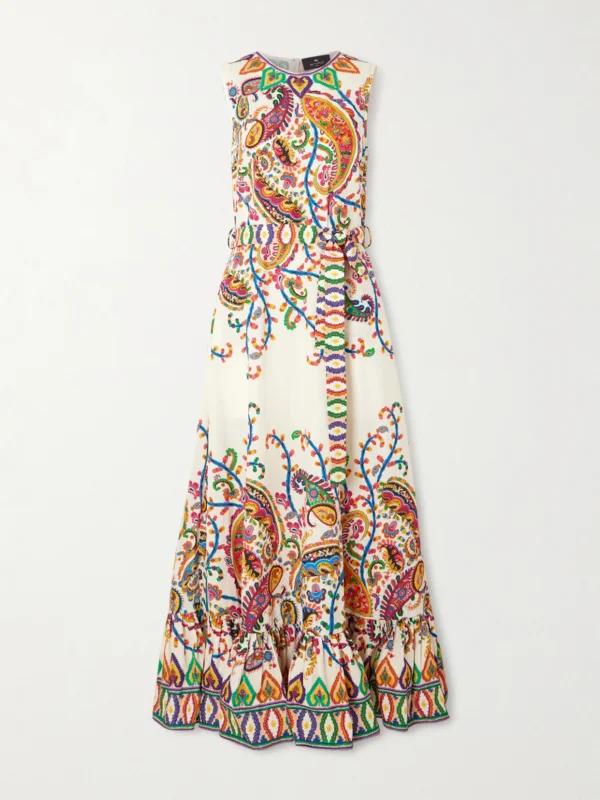 Etro Belted Printed Cotton Maxi Dress