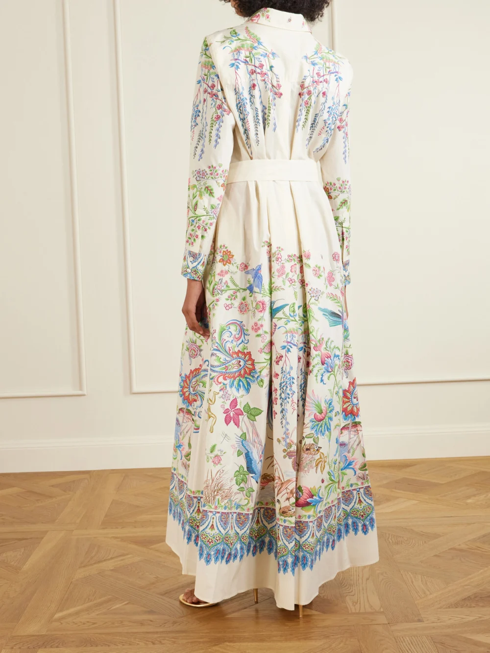Back view of the Etro Belted Printed Cotton Maxi Shirt Dress