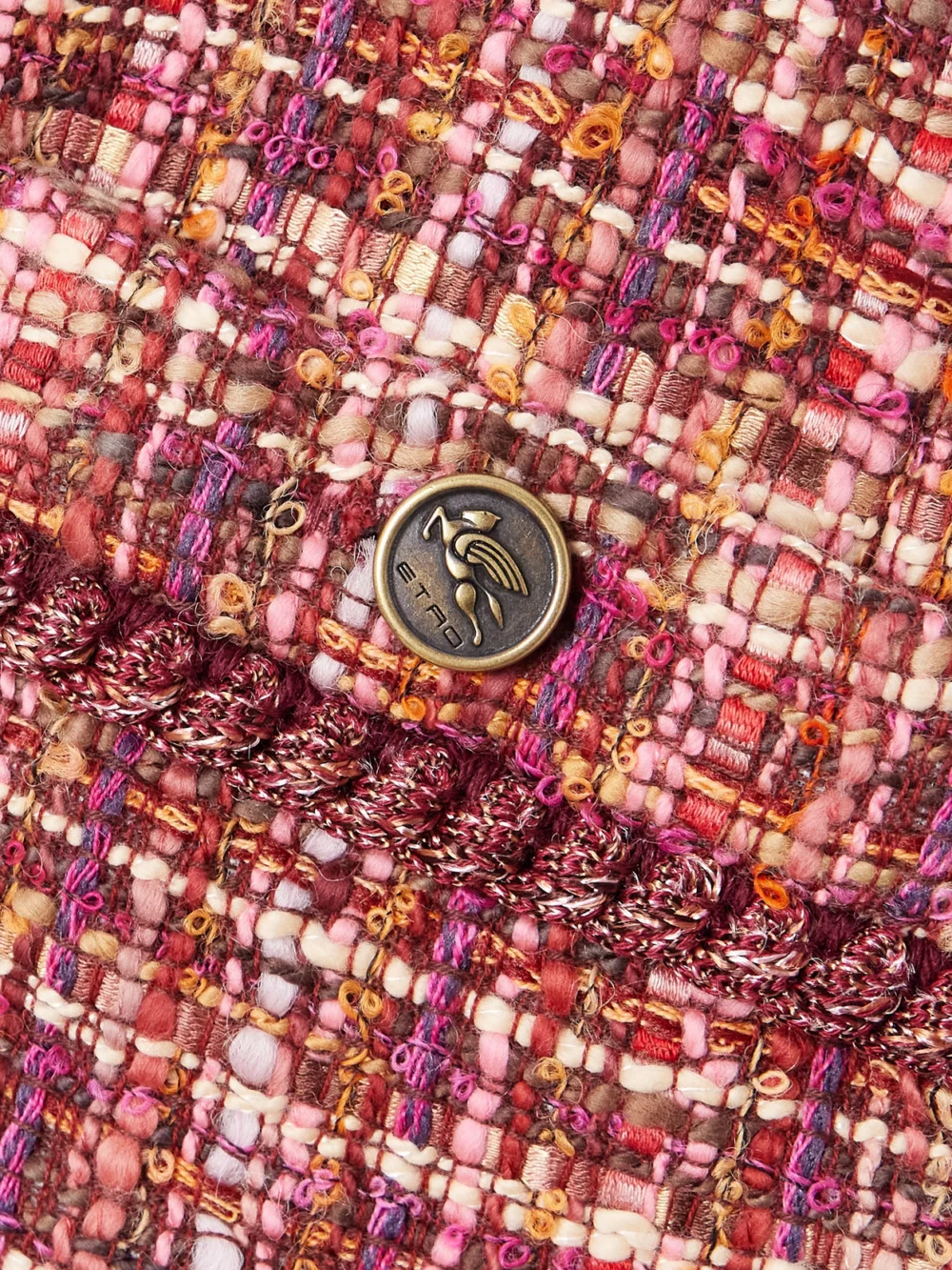 Close-up detail of the Etro Checked Cotton-blend Bouclé-tweed Mini Dress