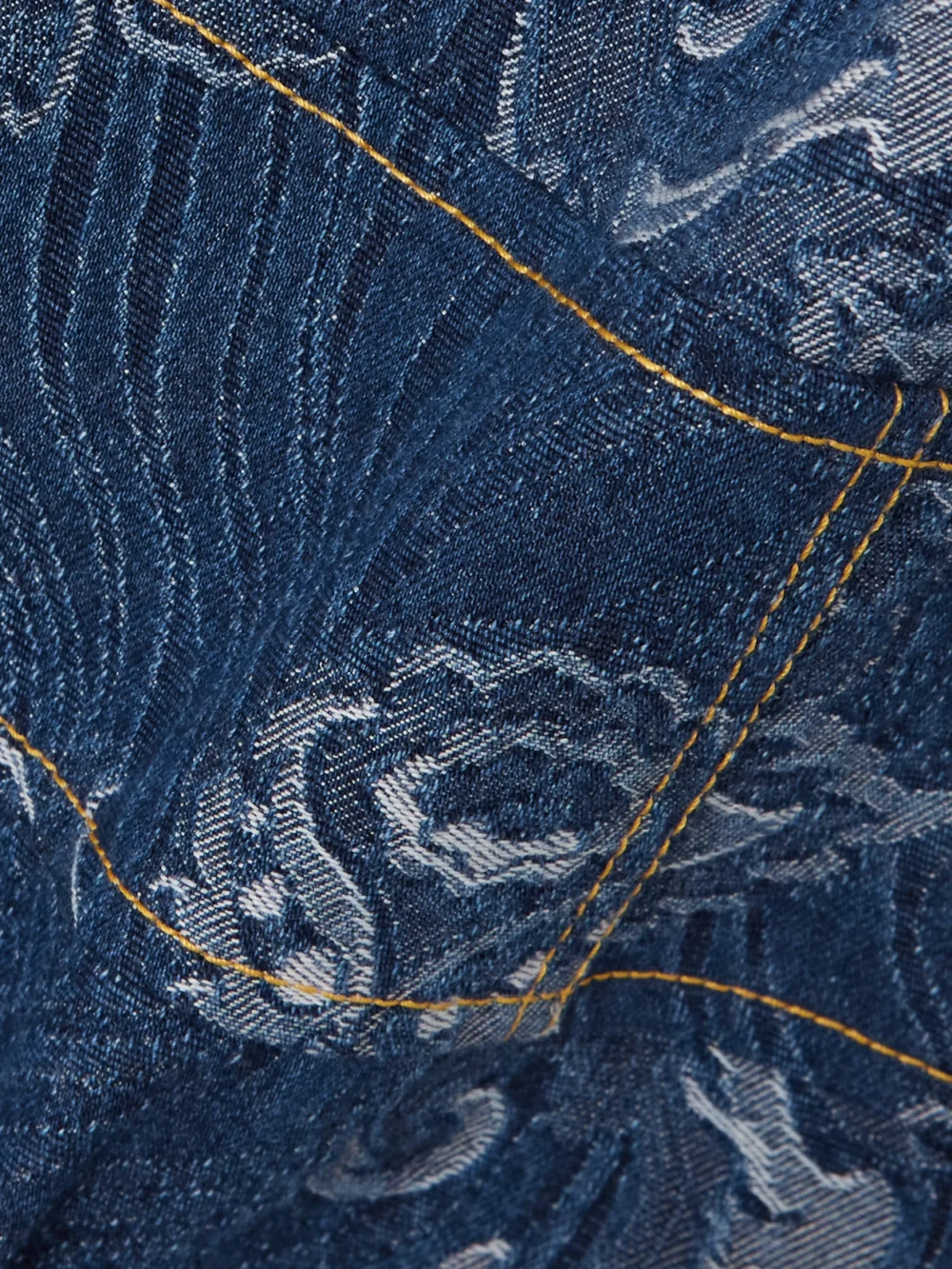 Close-up detail of the Etro Denim-jacquard Mini Dress