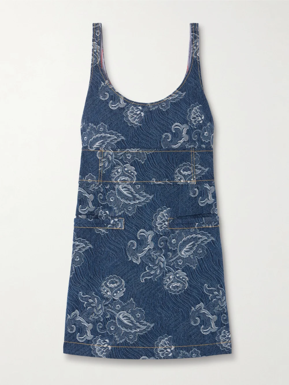Etro Denim-jacquard Mini Dress in mid denim
