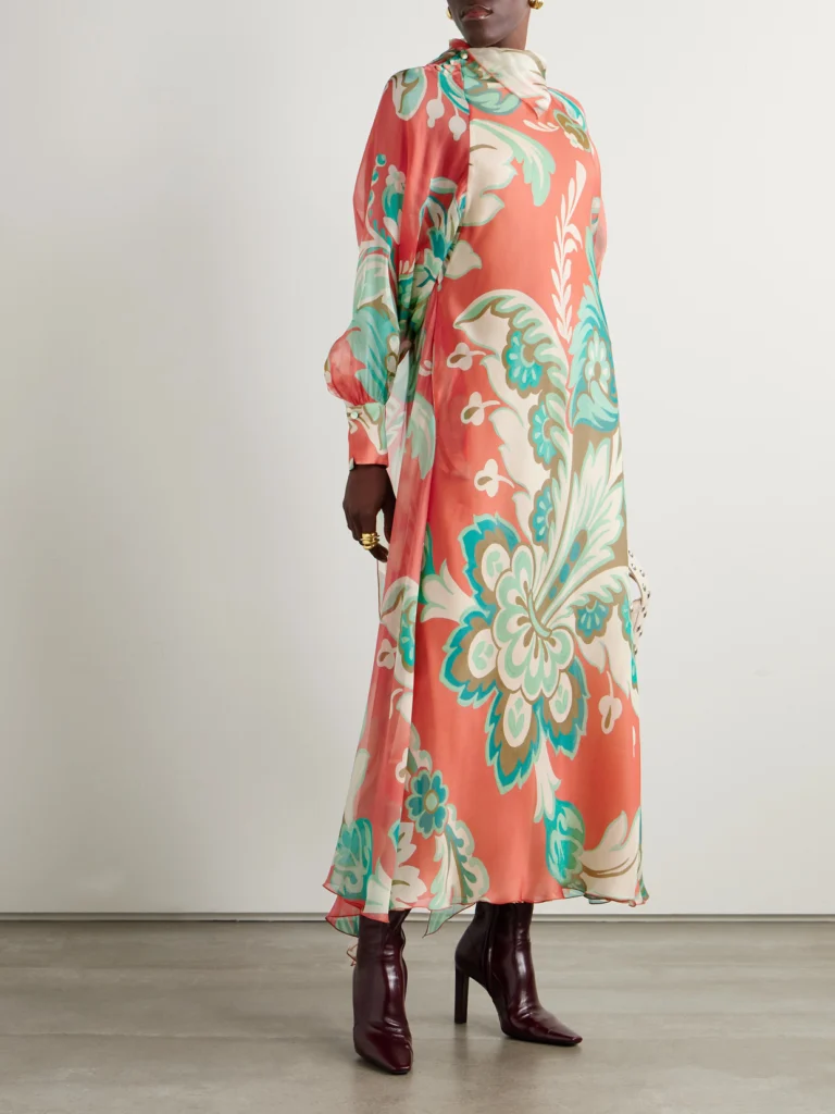 Etro Draped Floral-print Silk-chiffon Maxi Dress