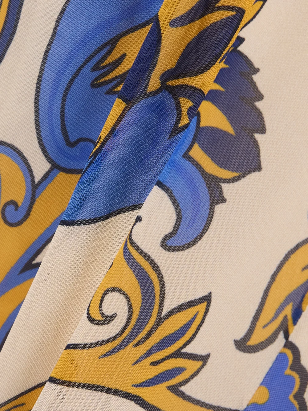 Close-up detail of the Etro Floral-print Chiffon Midi Shirt Dress