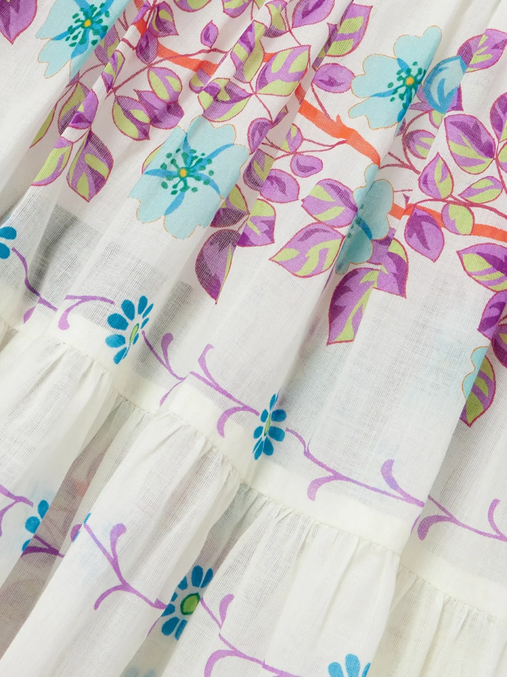 Close-up detail of the Etro Floral-print Cotton-gauze Maxi Dress
