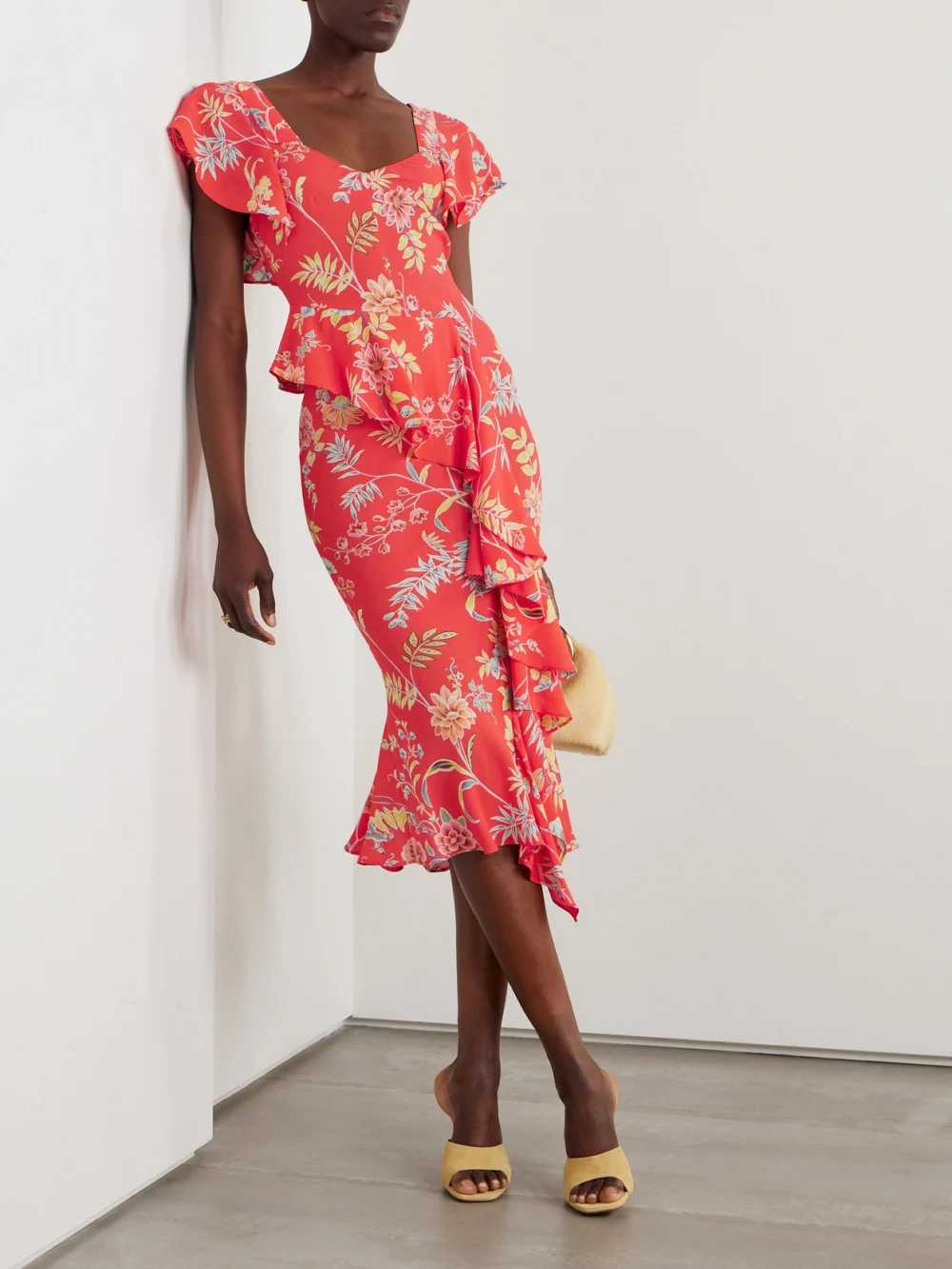 Etro Floral-print Crepe Midi Dress, worn by a model