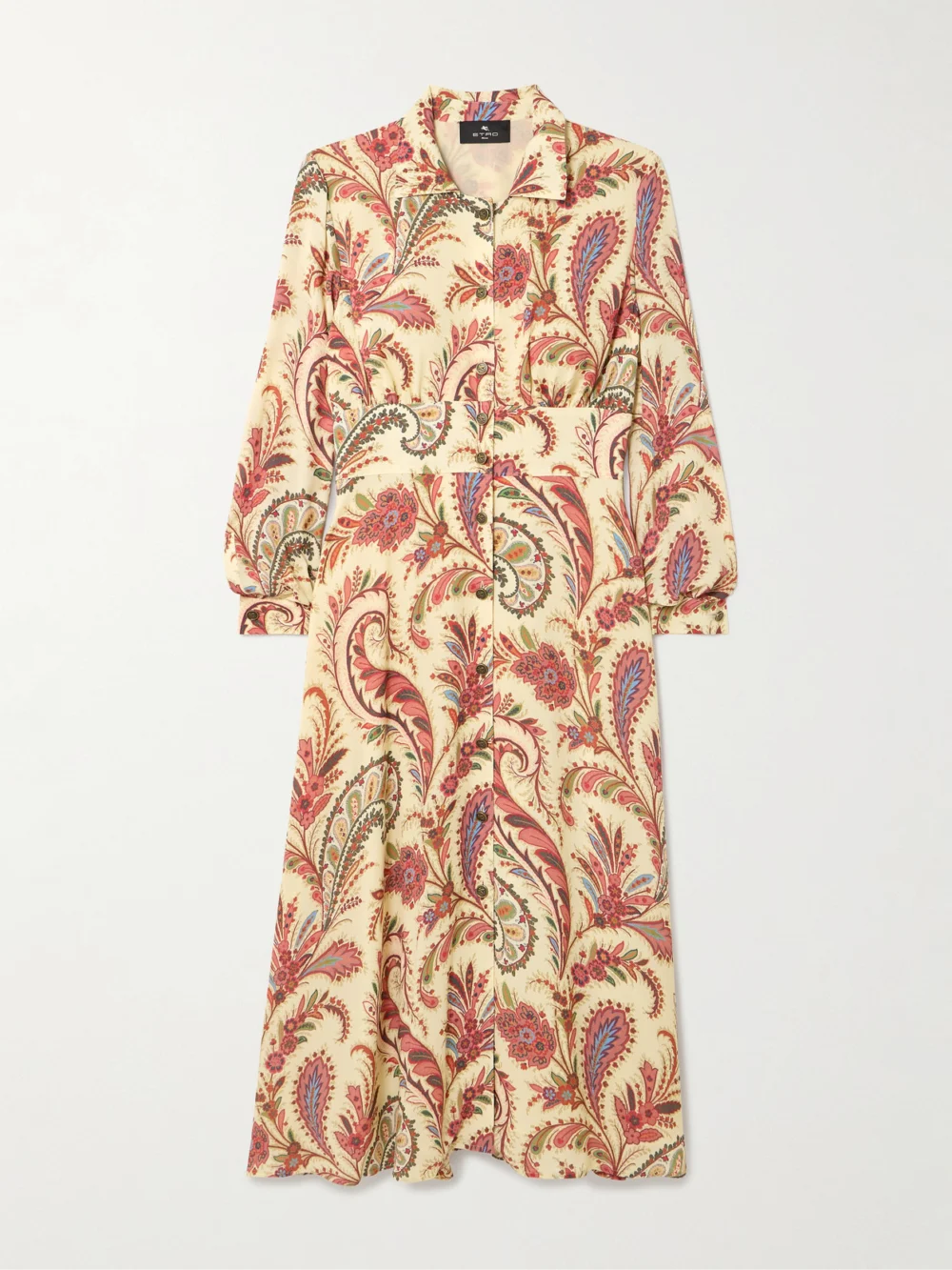 Etro Gathered Paisley-print Crepe Midi Shirt Dress in multi
