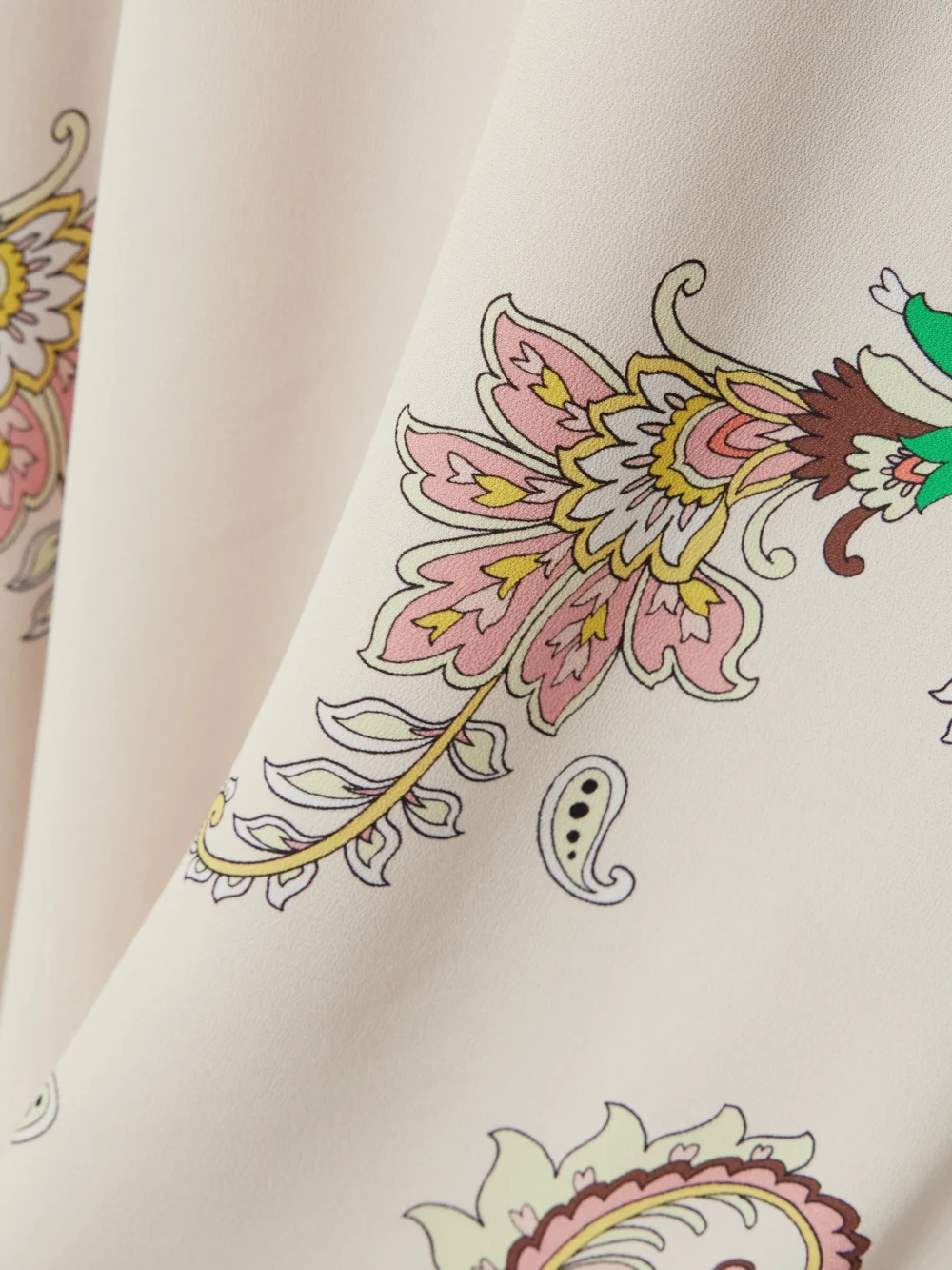 Close-up detail of the Etro Lace-trimmed Printed Crepe De Chine Midi Dress