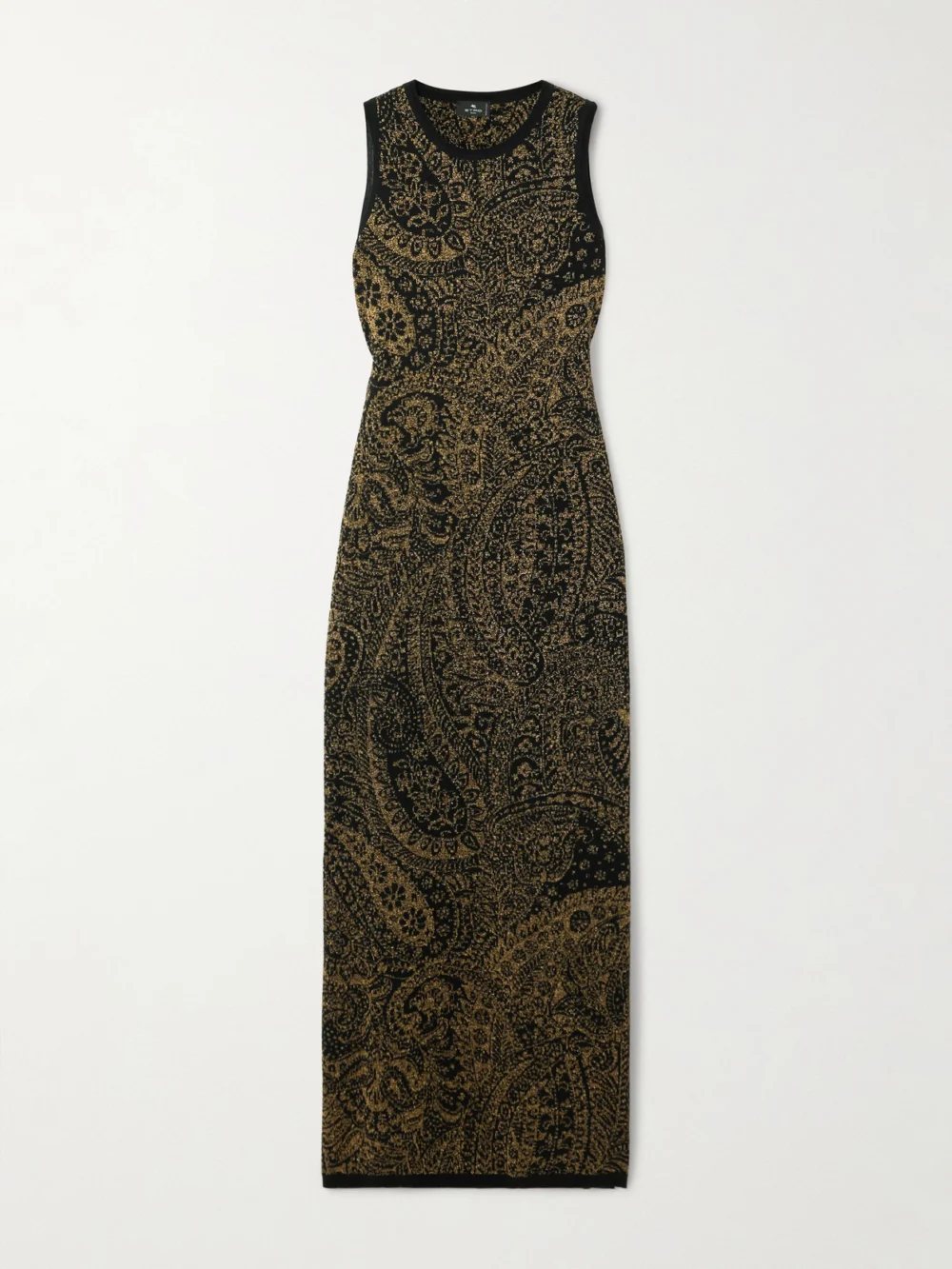 Etro Metallic Wool-blend Devoré-velvet Maxi Dress in gold
