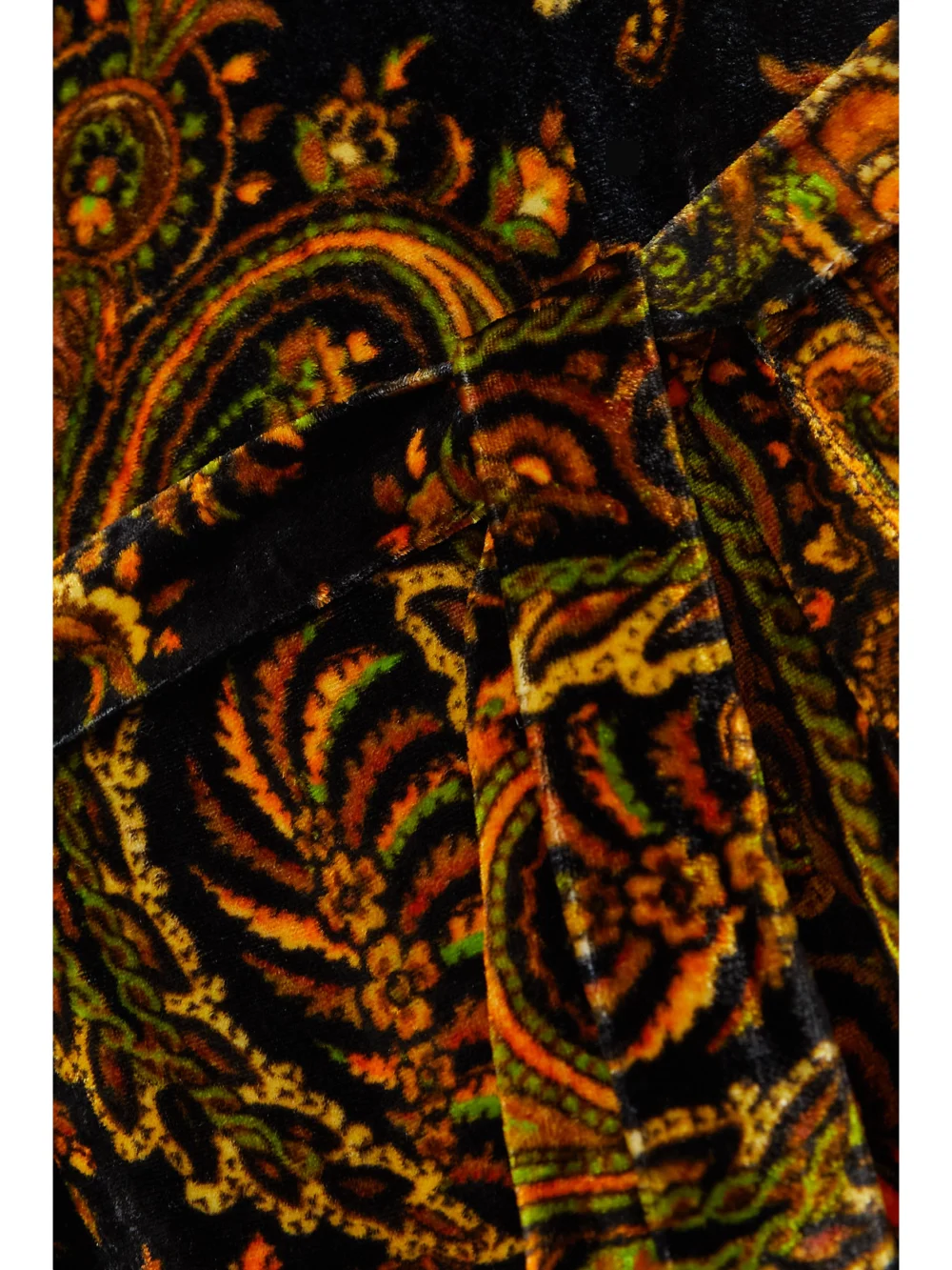Close-up detail of the Etro Off-the-shoulder Belted Paisley-print Velvet Maxi Dress
