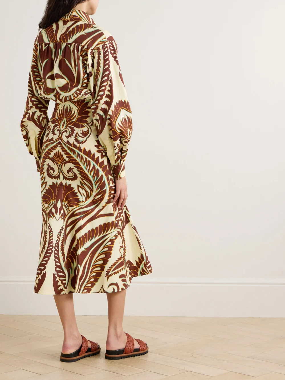 Back view of the Etro Printed Cotton Midi Shirt Dress