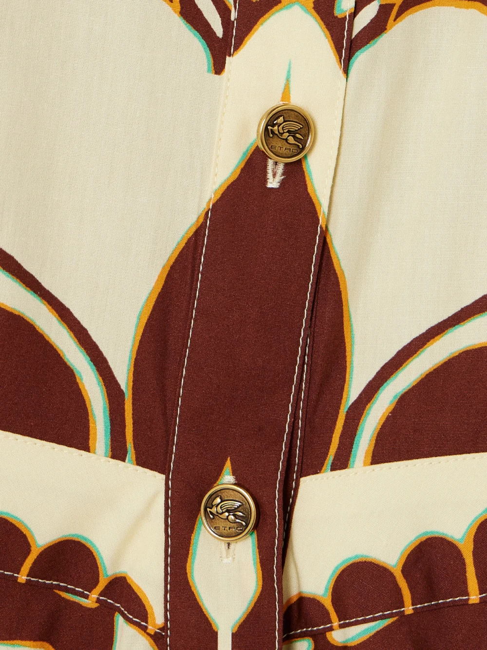 Close-up detail of the Etro Printed Cotton Midi Shirt Dress