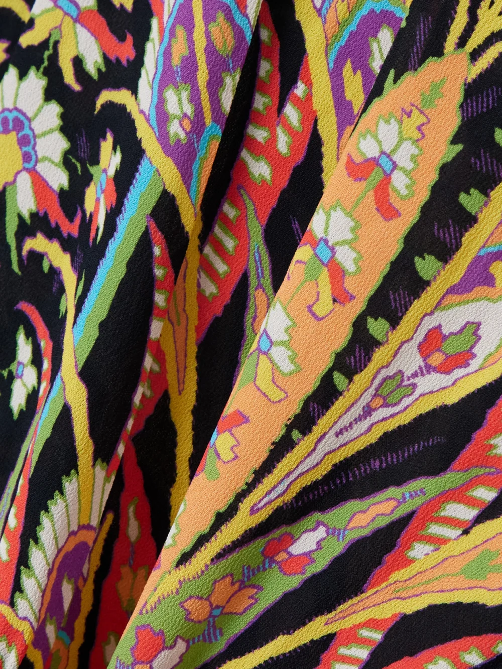 Close-up detail of the Etro Printed Crepe Maxi Dress