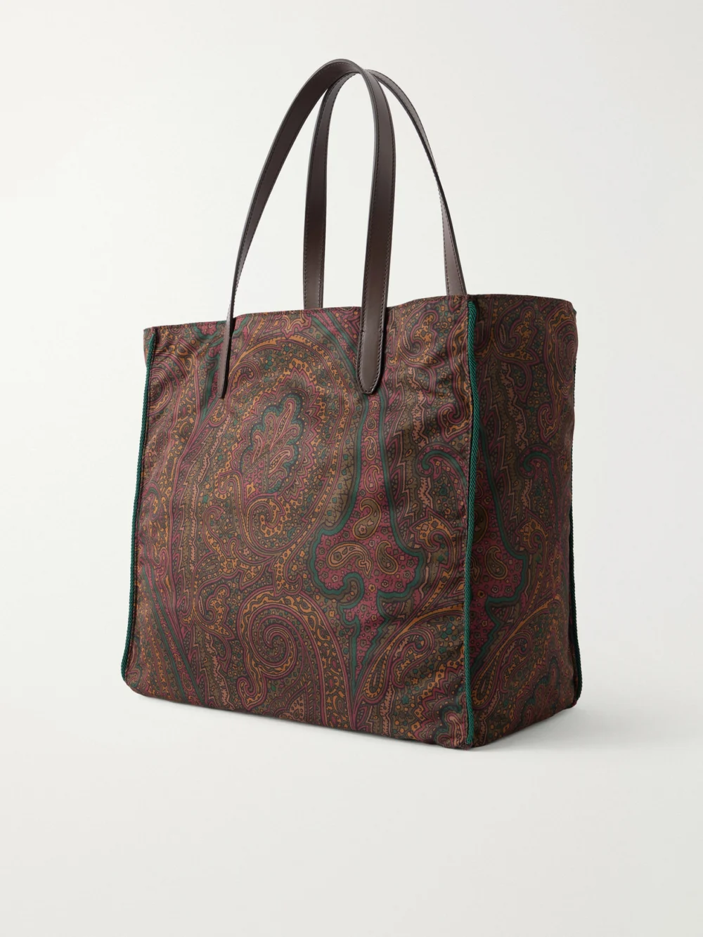 Back view of the Etro Printed Leather-trimmed Shell Tote Bag