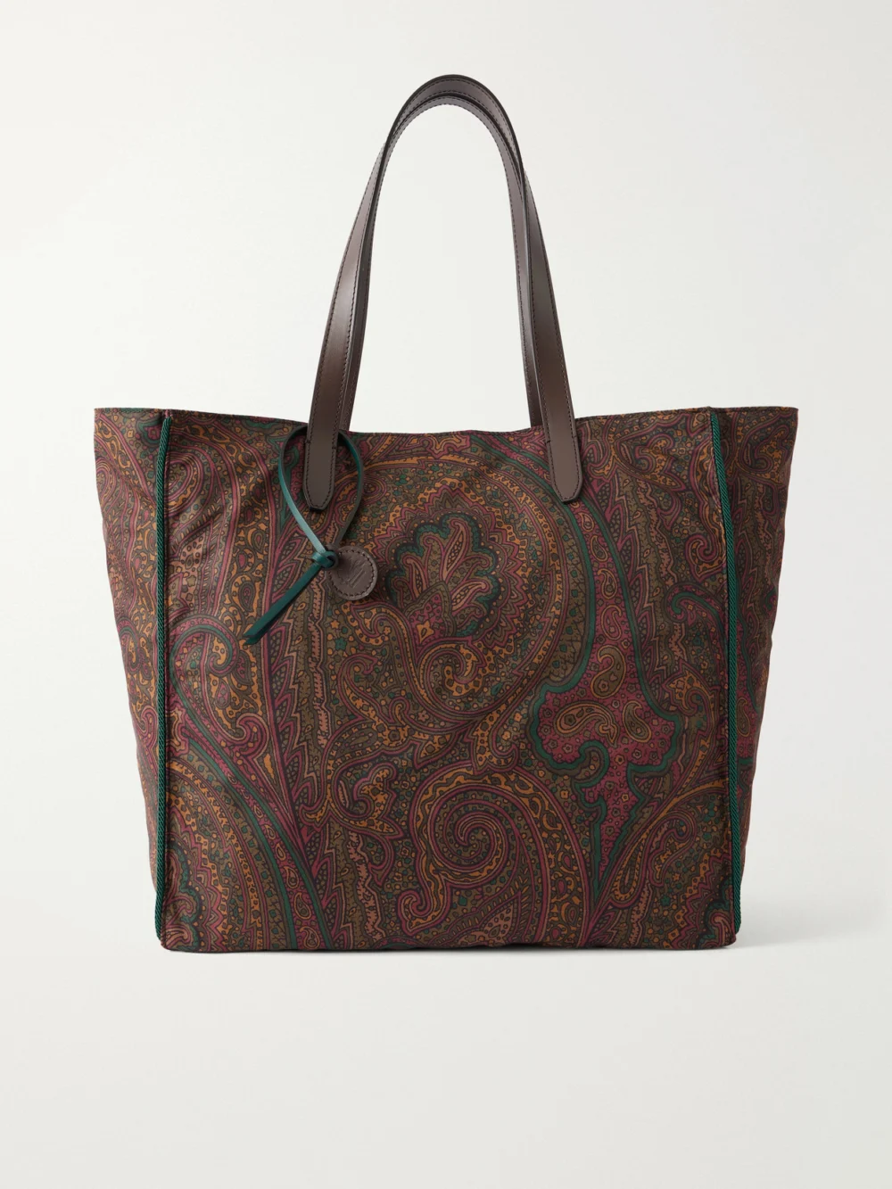 Etro Printed Leather-trimmed Shell Tote Bag in multi