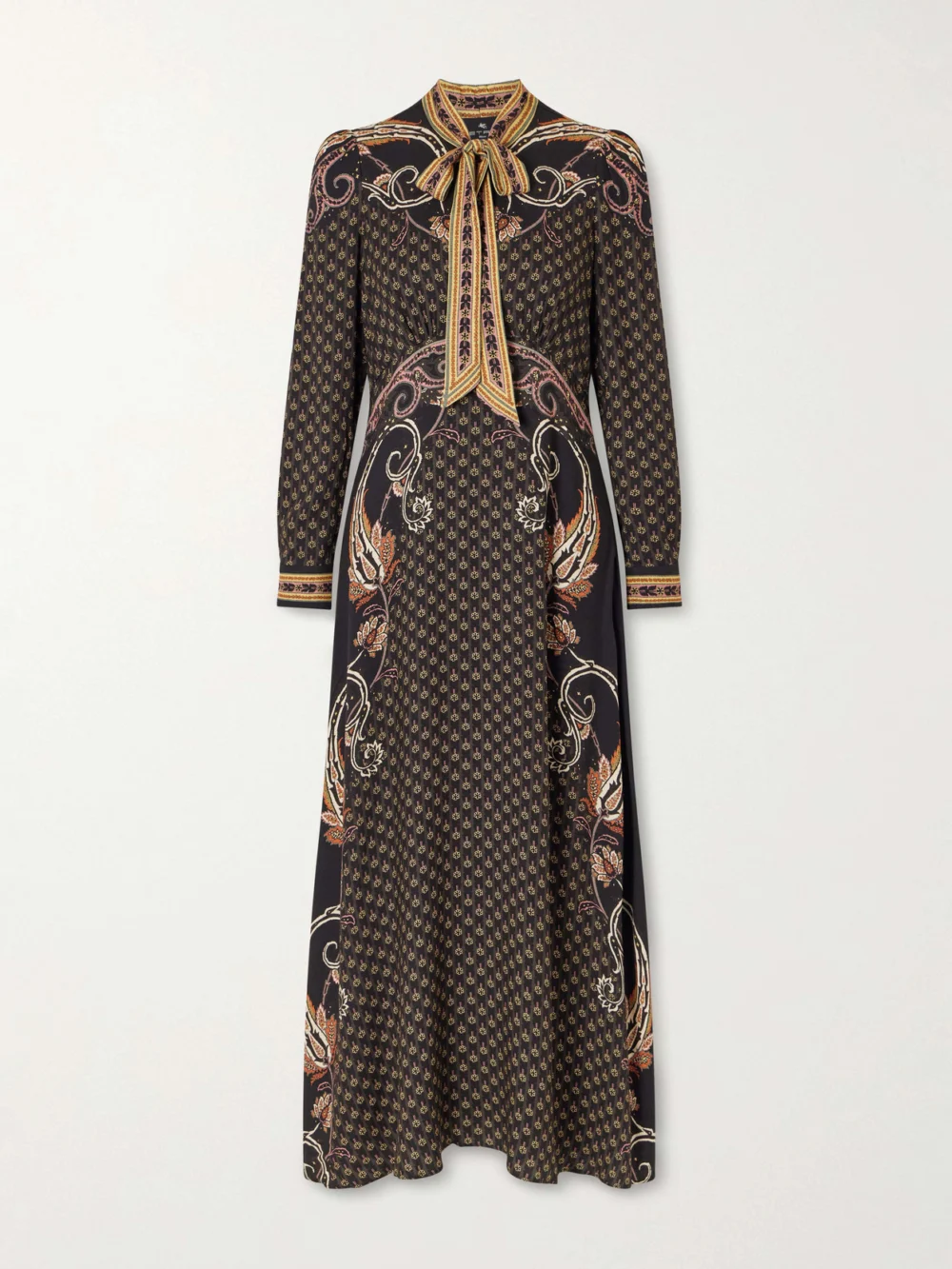 Etro Pussy-bow Printed Satin Midi Dress in multi