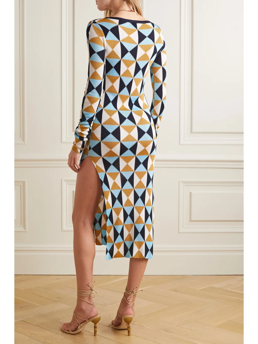 Back view of the Etro Ribbed-knit Midi Dress