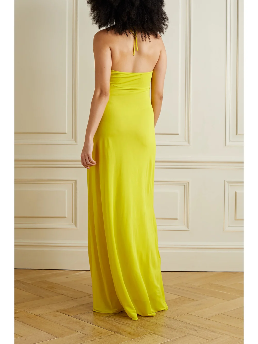 Back view of the Etro Ruched Jersey Halterneck Maxi Dress