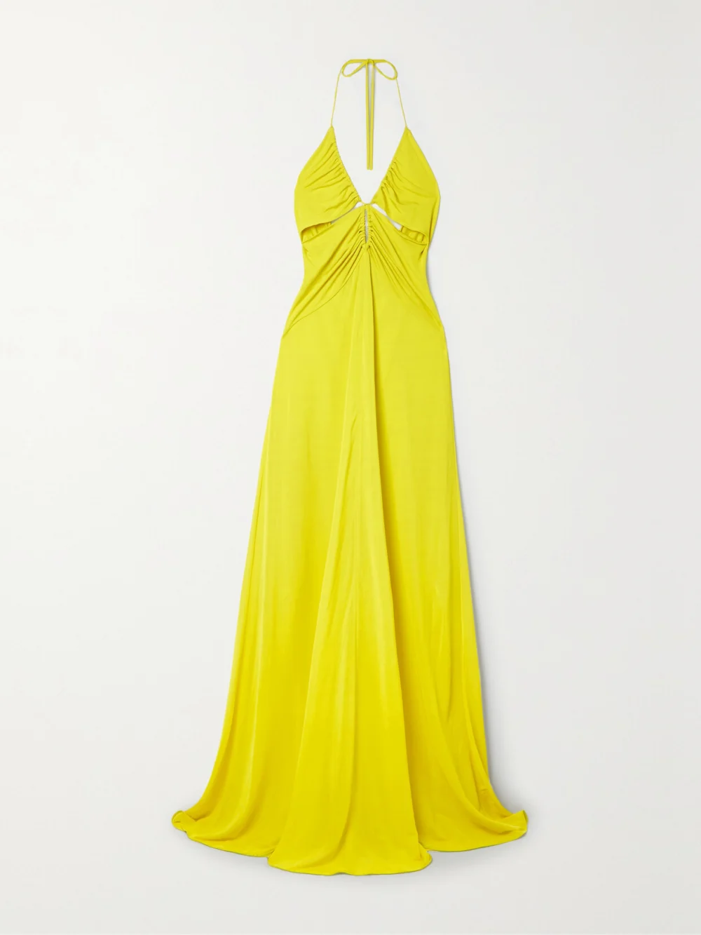 Etro Ruched Jersey Halterneck Maxi Dress in yellow