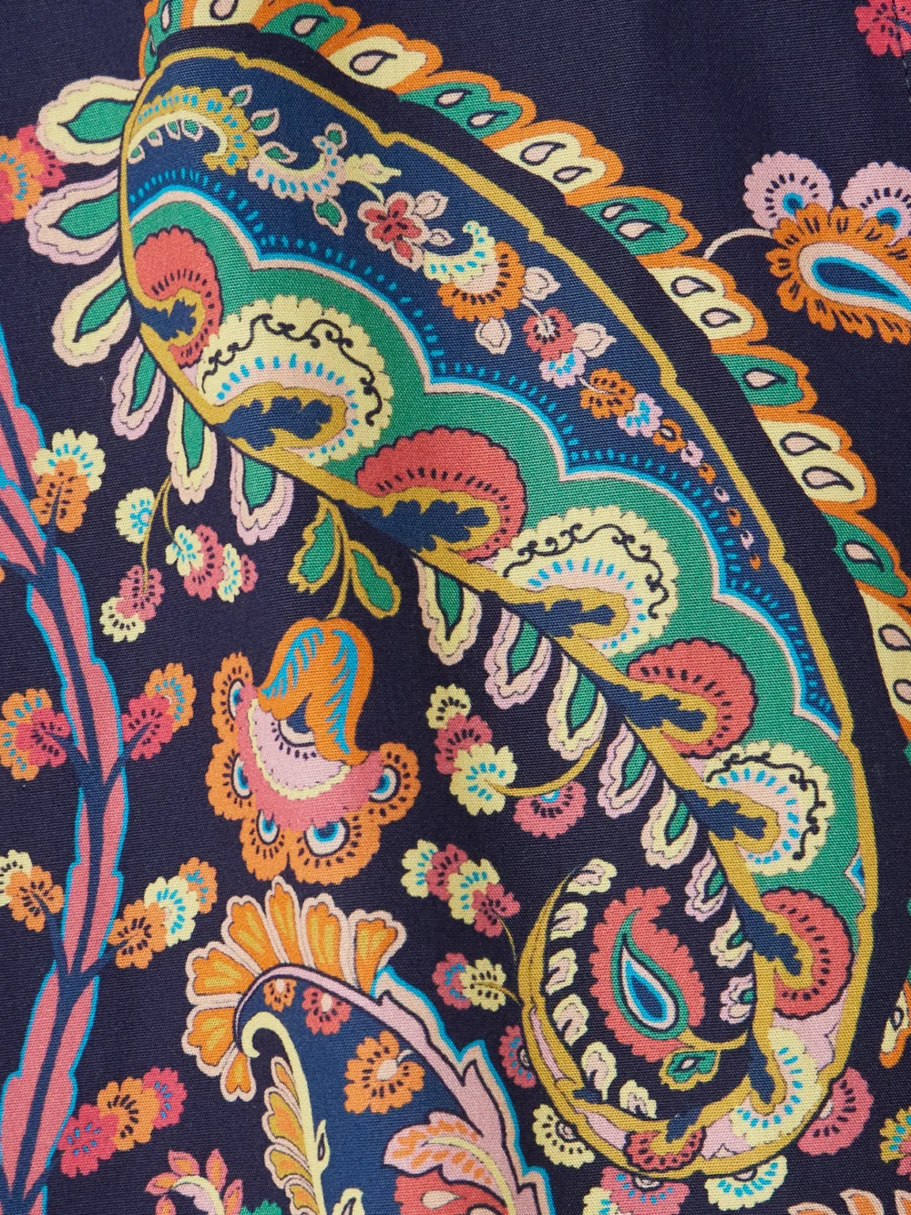 Close-up detail of the Etro Ruffled Tiered Paisley-print Cotton Maxi Dress