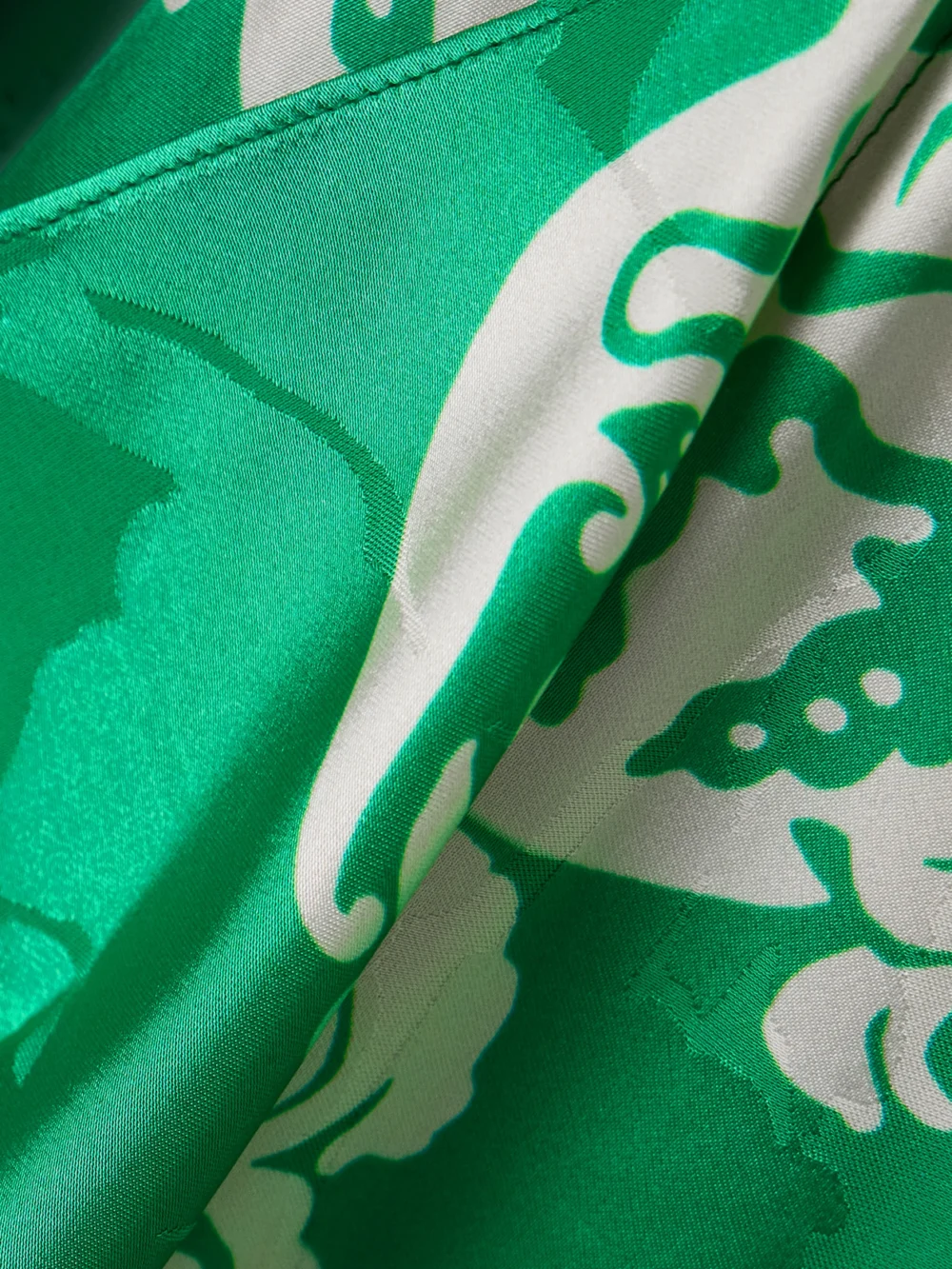 Close-up detail of the Etro Wrap-effect Draped Printed Satin-jacquard Midi Dress