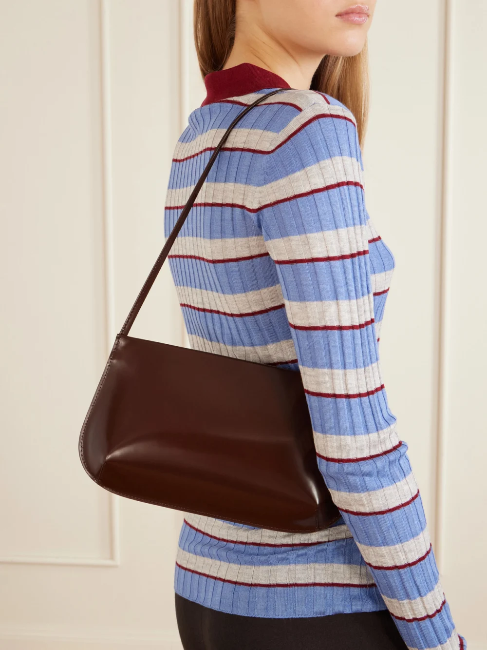 Fane Bra Leather Shoulder Bag, styled view
