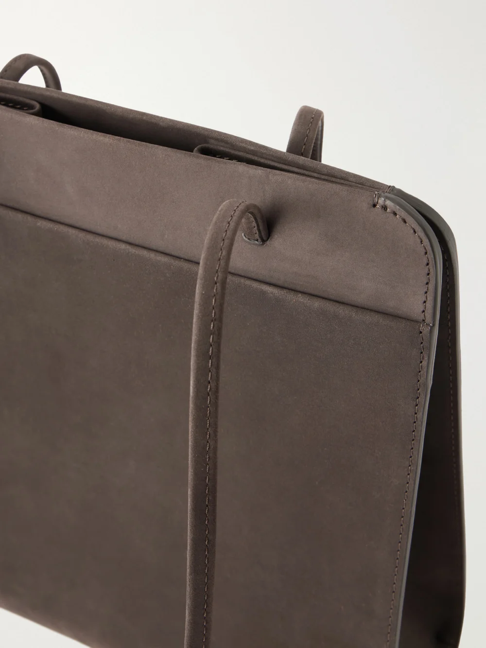 Close-up detail of the Fane Lisse Suede Tote