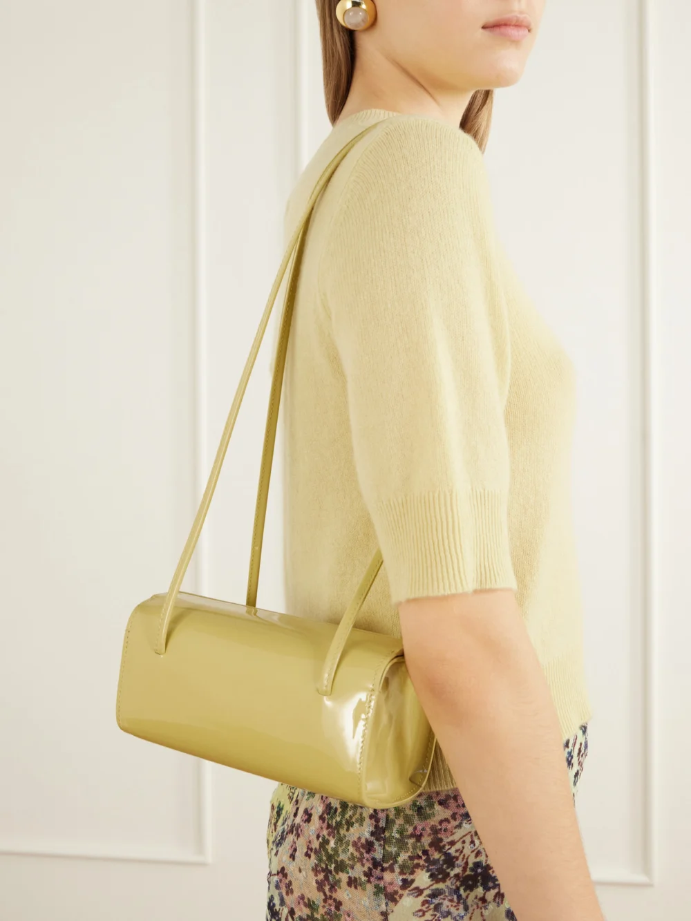 Fane Mie Patent Leather Shoulder Bag, styled view
