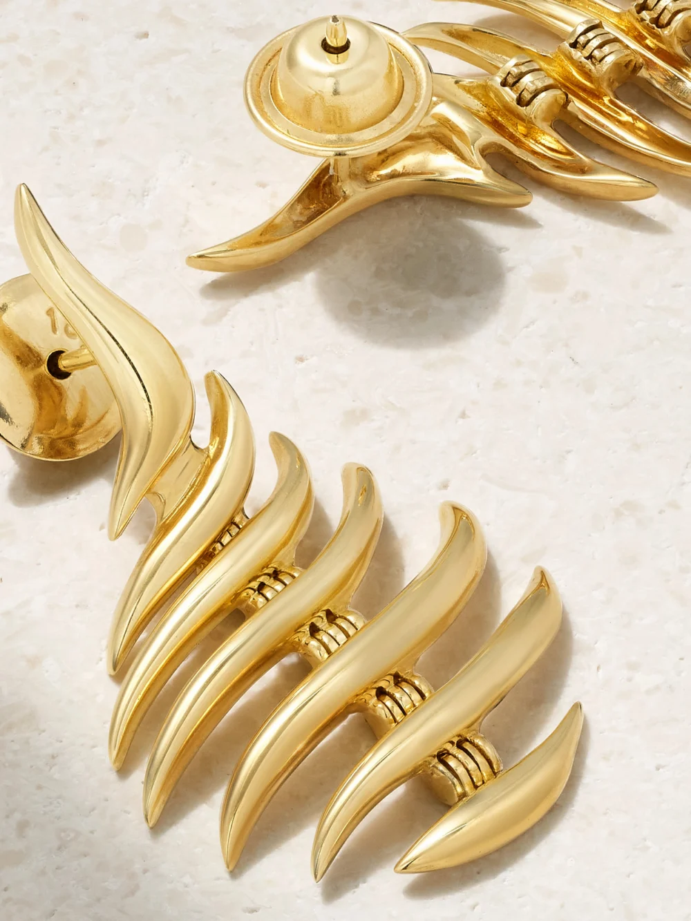 Close-up detail of the Fernando Jorge Flame Mini 18-karat Gold Earrings
