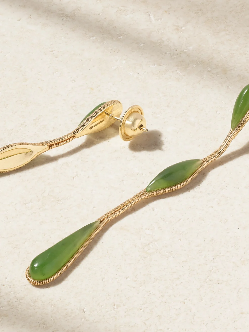 Back view of the Fernando Jorge Fluid 18-karat Gold Jade Earrings