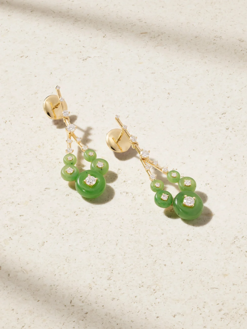 Fernando Jorge Gravity Small 18-karat Gold, Jade and Diamond Earrings