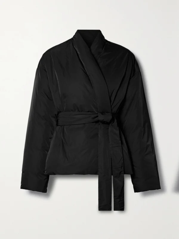 Ferragamo Belted Twill Down Wrap Jacket