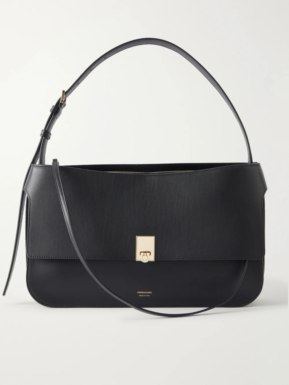 Ferragamo Cara Leather Shoulder Bag in black