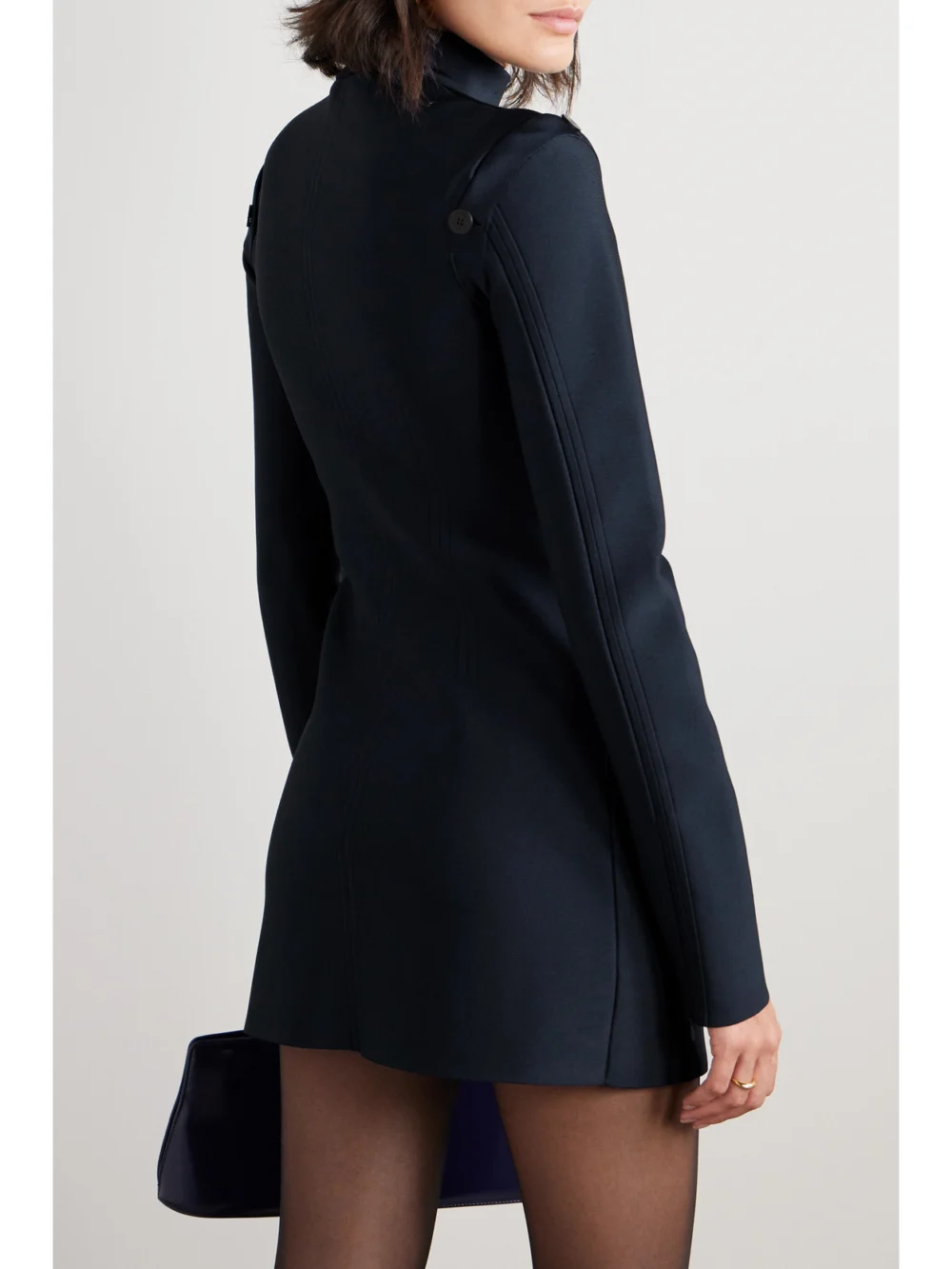 Back view of the Ferragamo Convertible Ponte Mini Dress