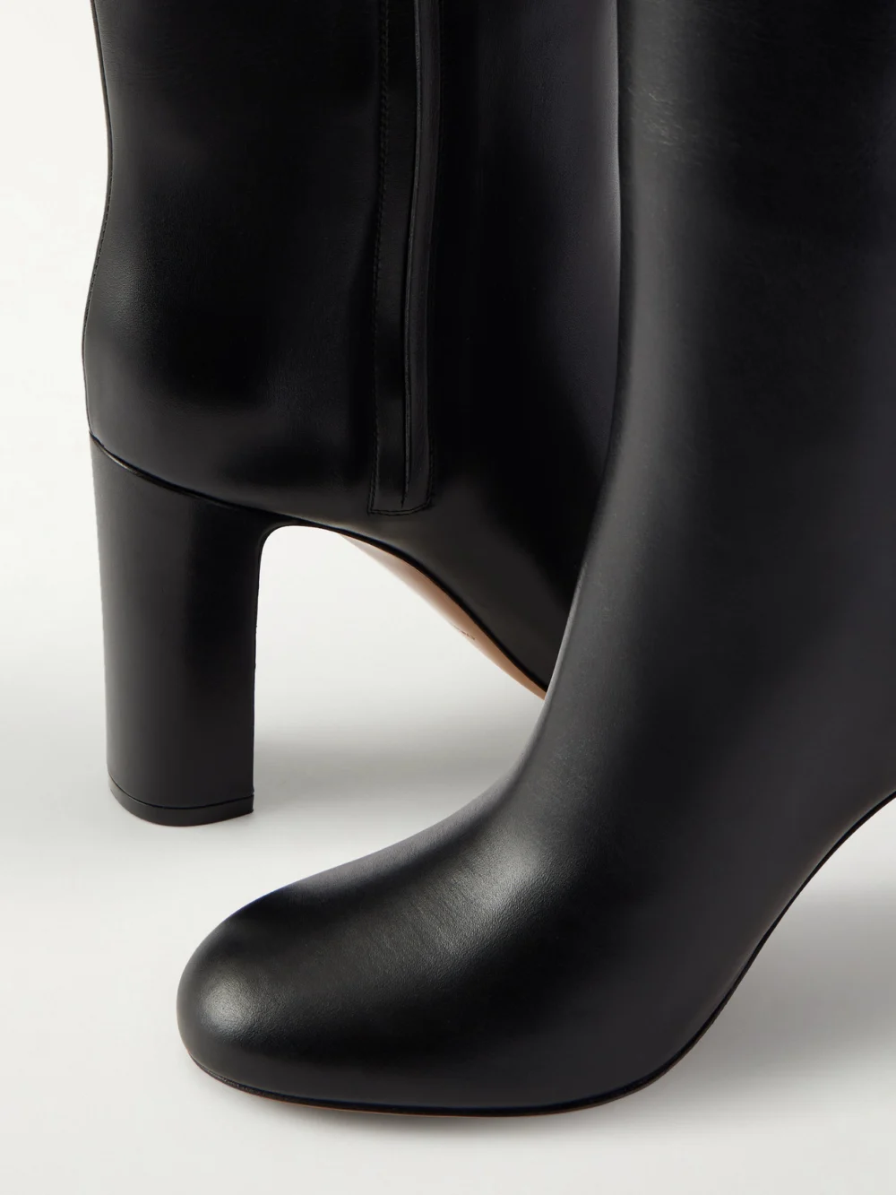 Close-up detail of the Ferragamo Enni Embellished Leather Knee Boots