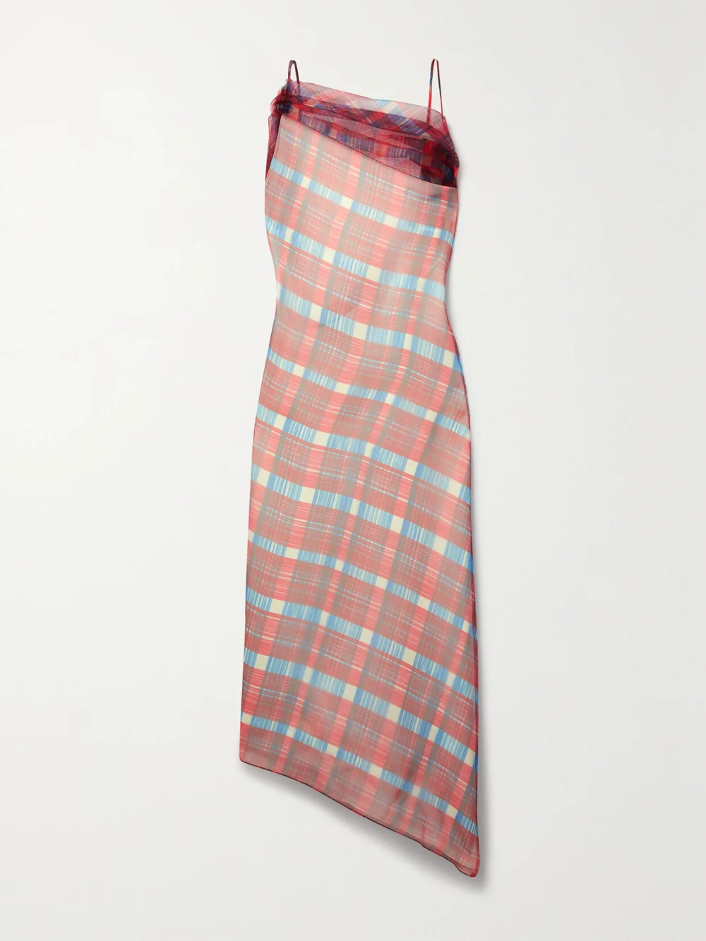 Ferragamo Gathered Checked Organza Midi Dress in it36